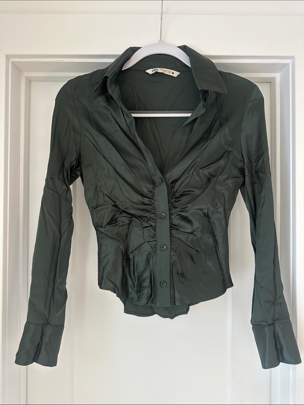 Zara Green Ruched Blouse